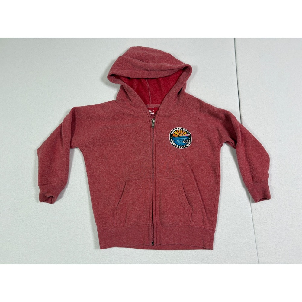 O'Neill Santa Cruz Surf Shop Kids Full Zip Hoodie Heather Red 5/6T Graphic